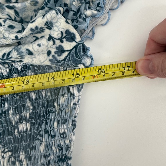 VTG Women's Size Medium Dress Blue Y2K 90s Fairy Boho Floral Milkmaid Coquette - Picture 9 of 10